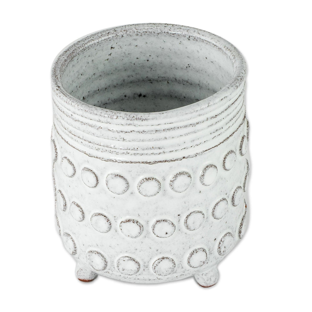 Rustic White Ceramic Sugar Bowl - White Earth