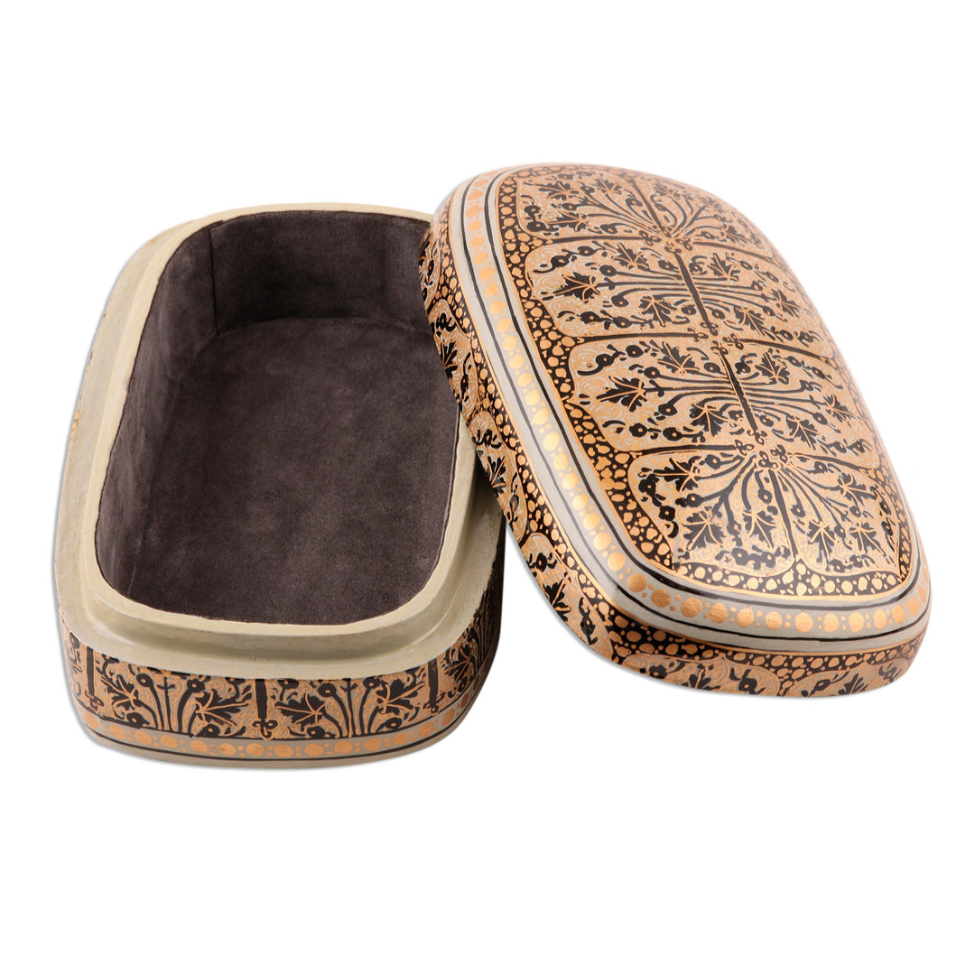 Small Decorative Wood and Papier Mache Box - Srinagar Elegance