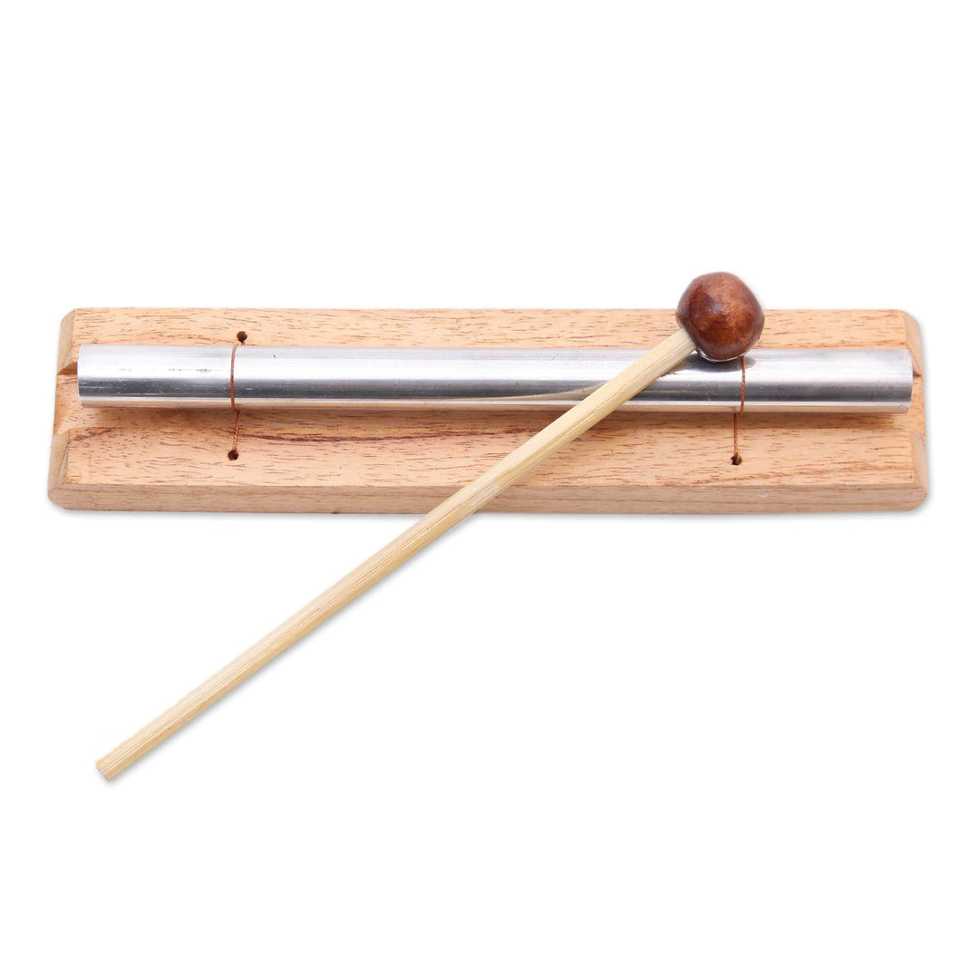 Teak Wood and Steel Single Note Chime - One Tone