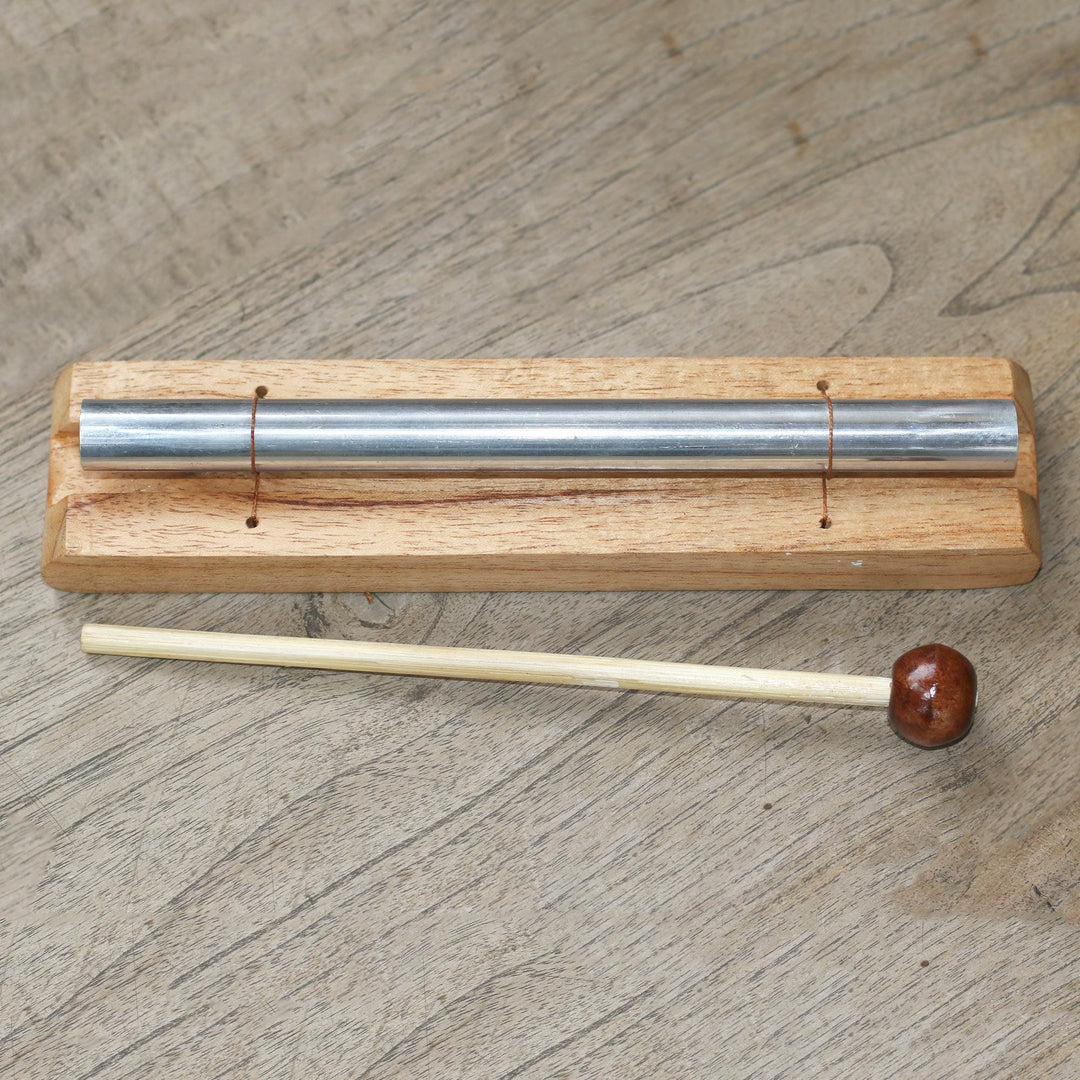 Teak Wood and Steel Single Note Chime - One Tone