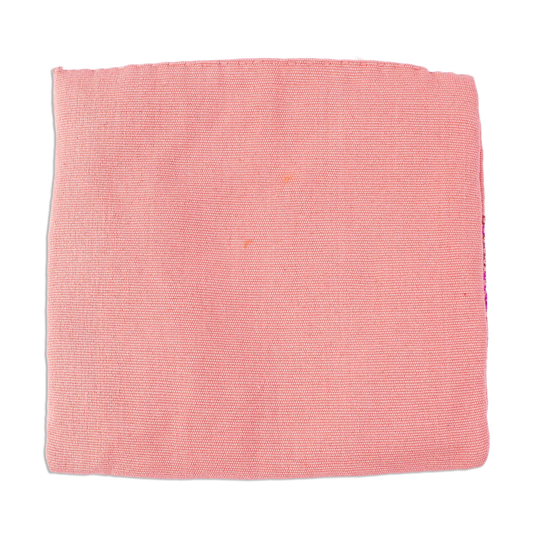 Handwoven Pink Cotton Tortilla Warmer from Mexico - Pink Maya Dawn