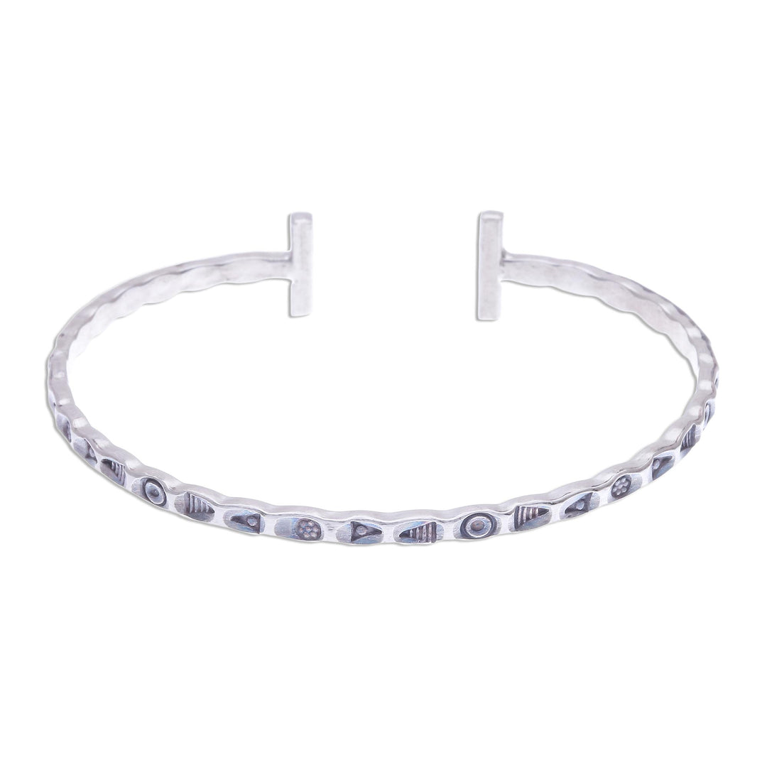 Slender Stamped Sterling Silver Cuff Bracelet - Karen Flavor