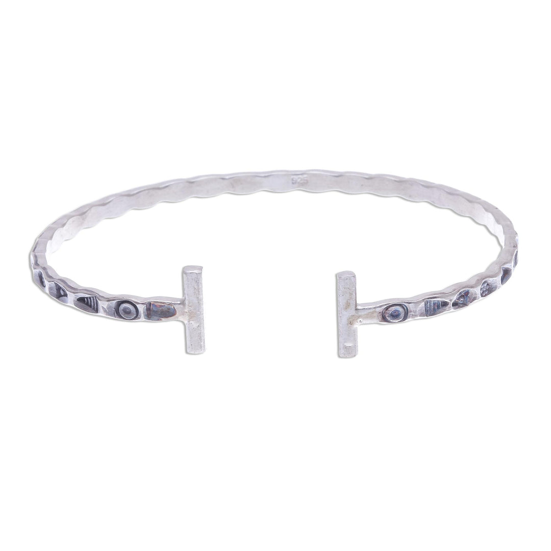 Slender Stamped Sterling Silver Cuff Bracelet - Karen Flavor