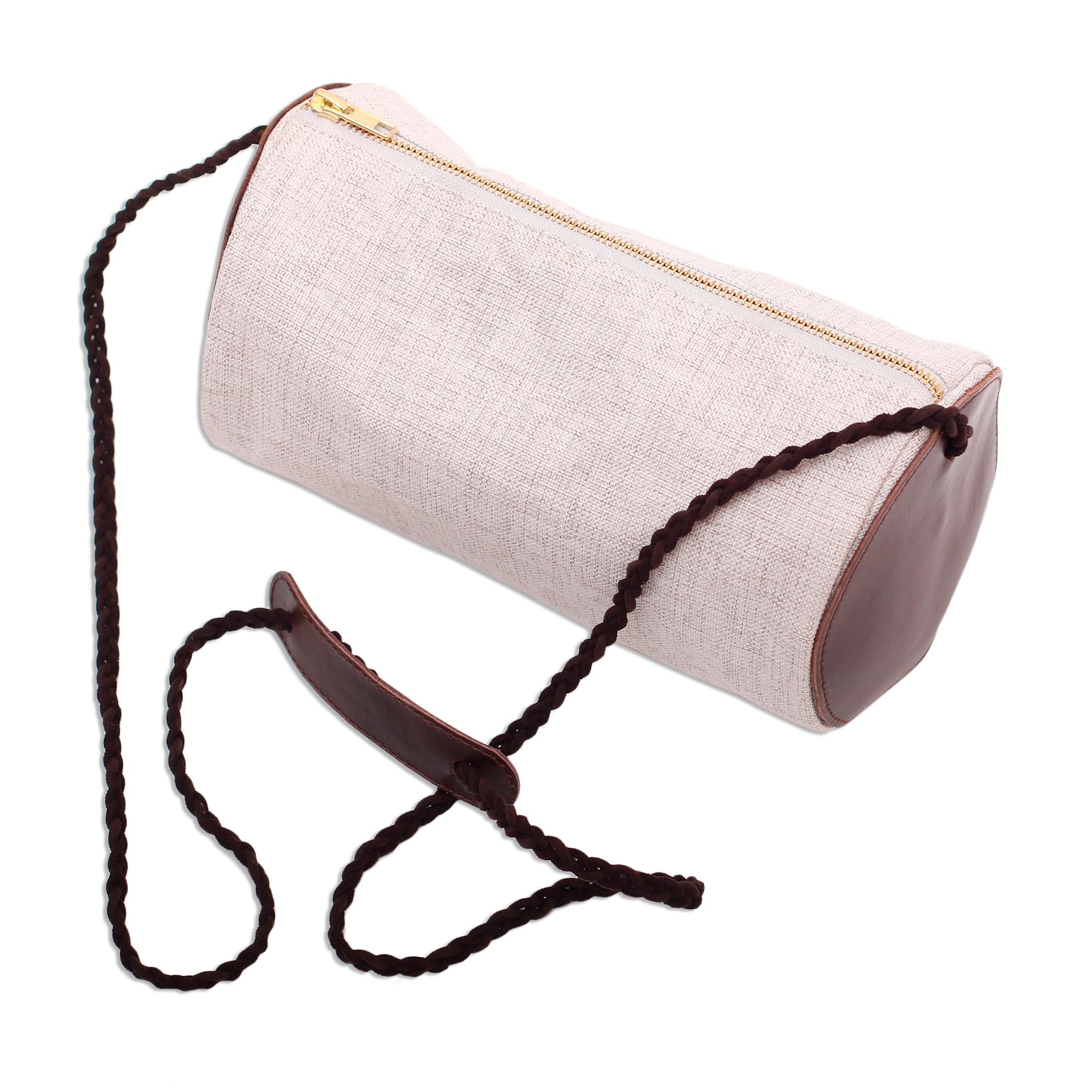 Barrel-Shaped Cotton and Leather Shoulder Bag - Java Barrel – GlobeIn