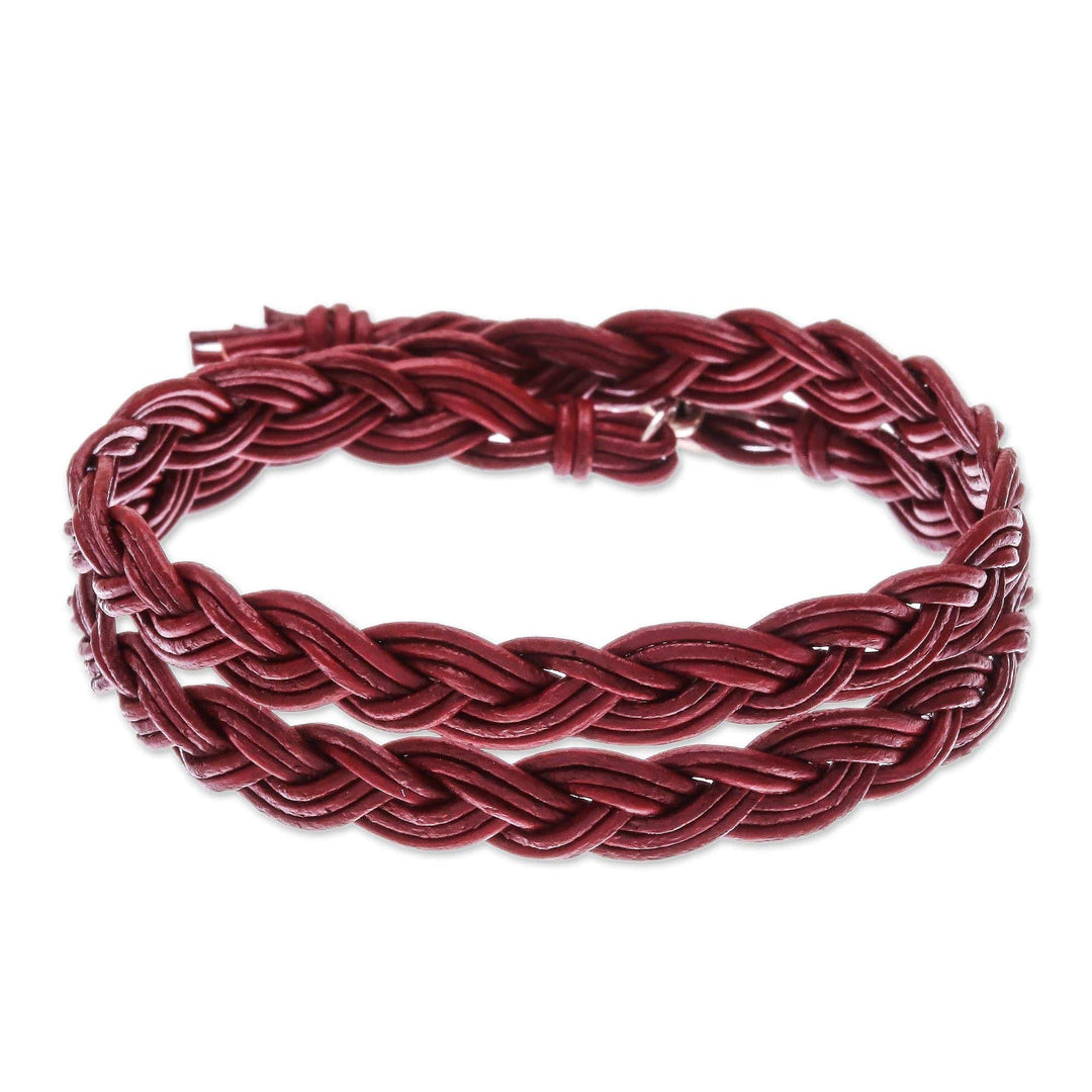 Om Symbol Braided Leather Wrap Bracelet - Pa Sak Braid
