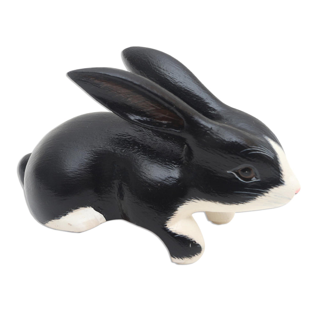 Black and White Curious Bunny Statuette - Curious in Black and White