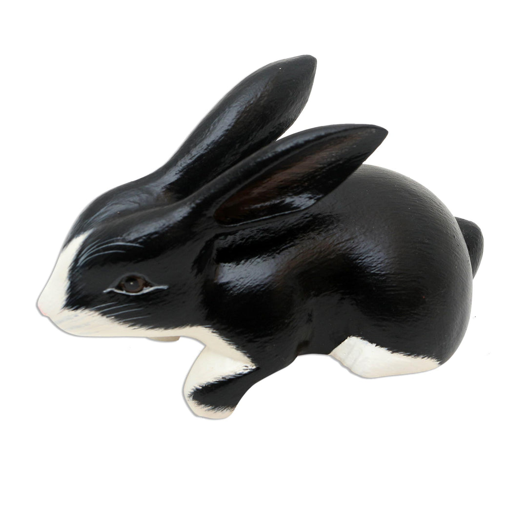 Black and White Curious Bunny Statuette - Curious in Black and White