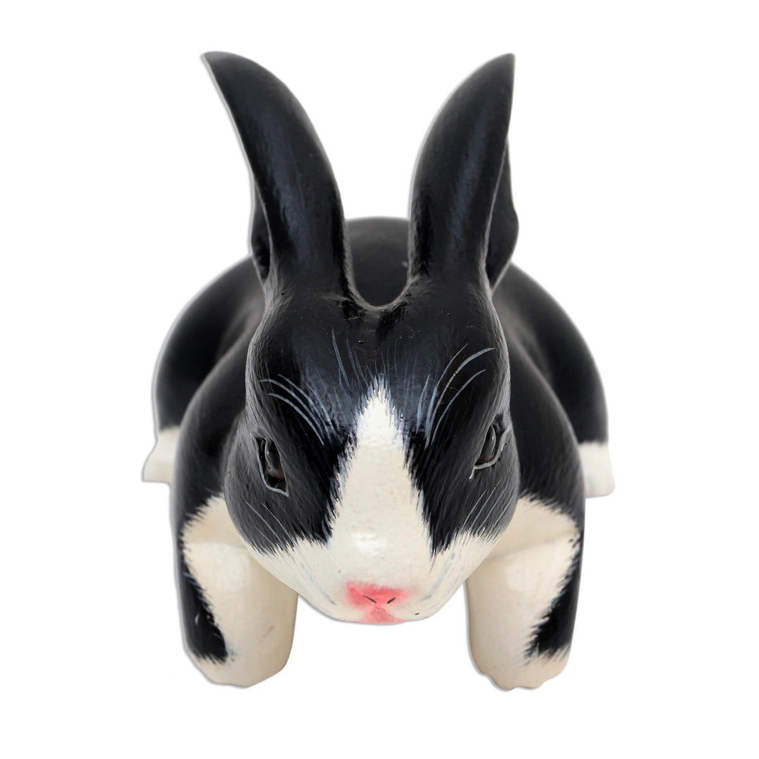 Black and White Curious Bunny Statuette - Curious in Black and White