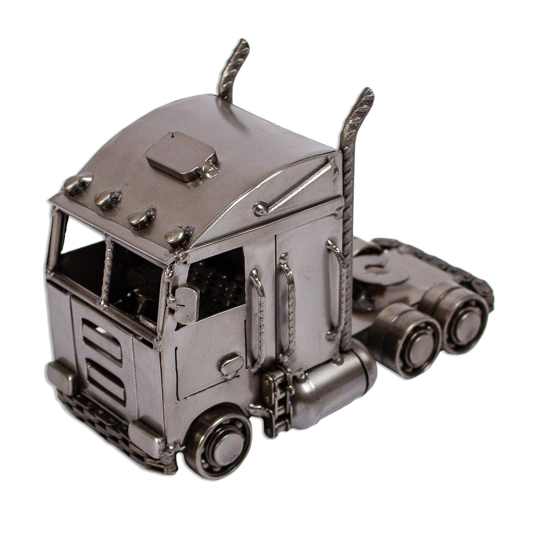 Eco-Friendly Recycled Metal Semi Truck Sculpture - Rustic Truck