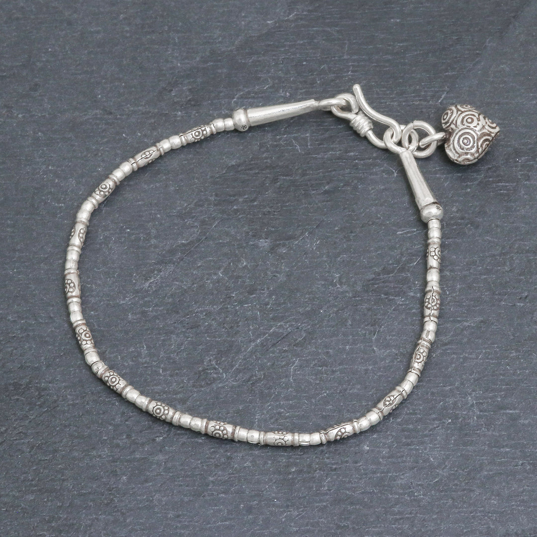 Silver Link Bracelet with Heart Charm from Thailand - Honest Heart