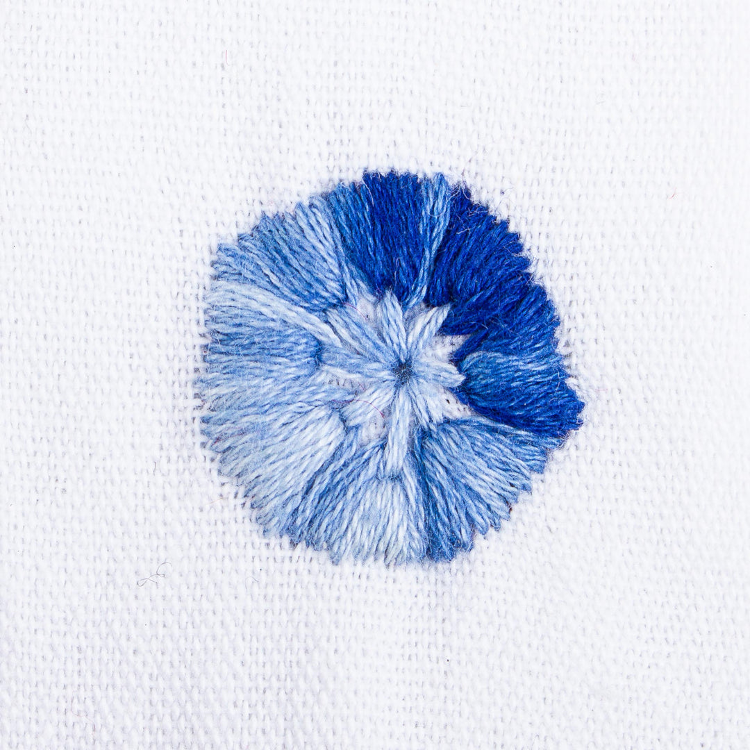 Handwoven White Cotton Bookmark with Blue Embroidery - San Cristobal Skies