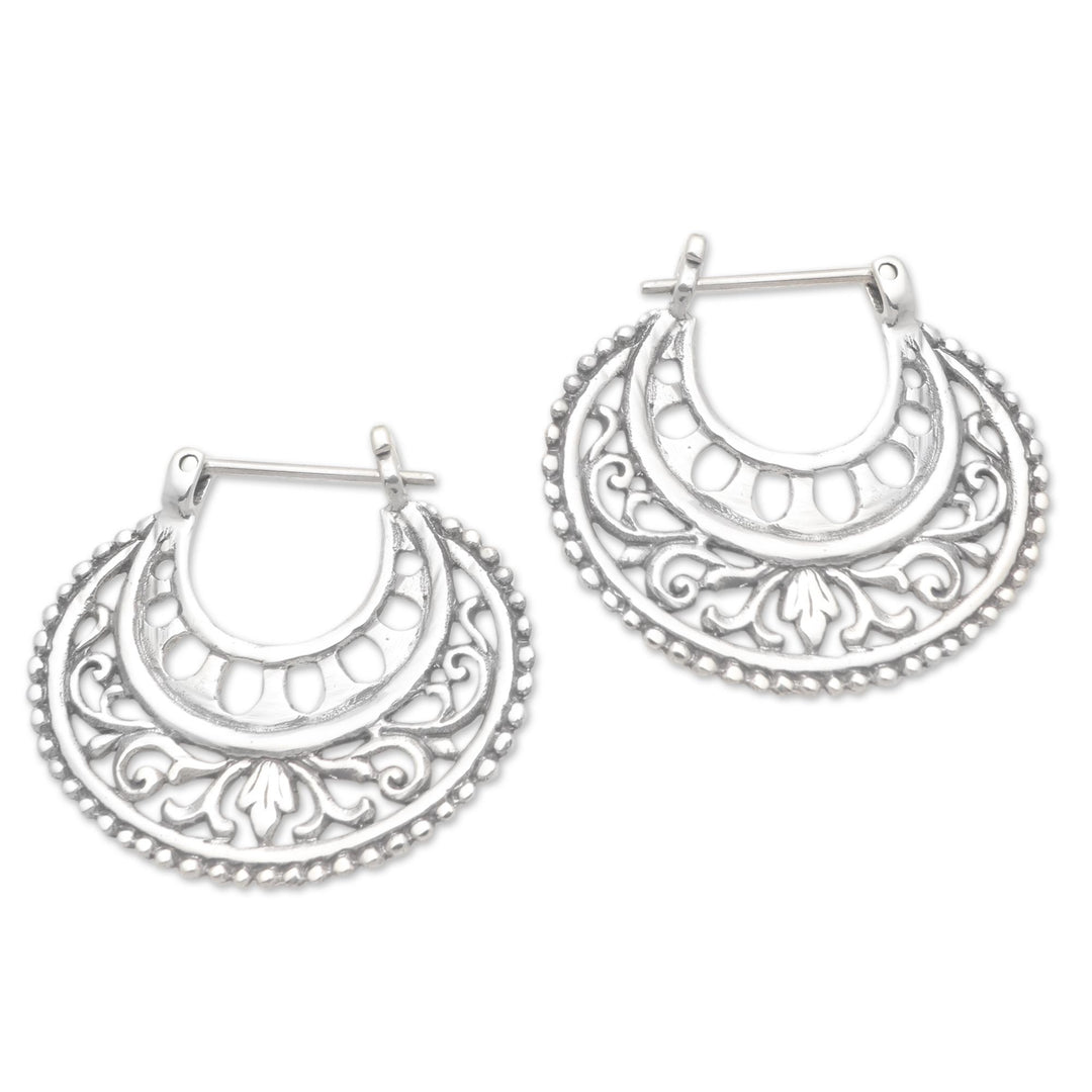 Balinese Sterling Silver Hoop Earrings - Subtle Curves