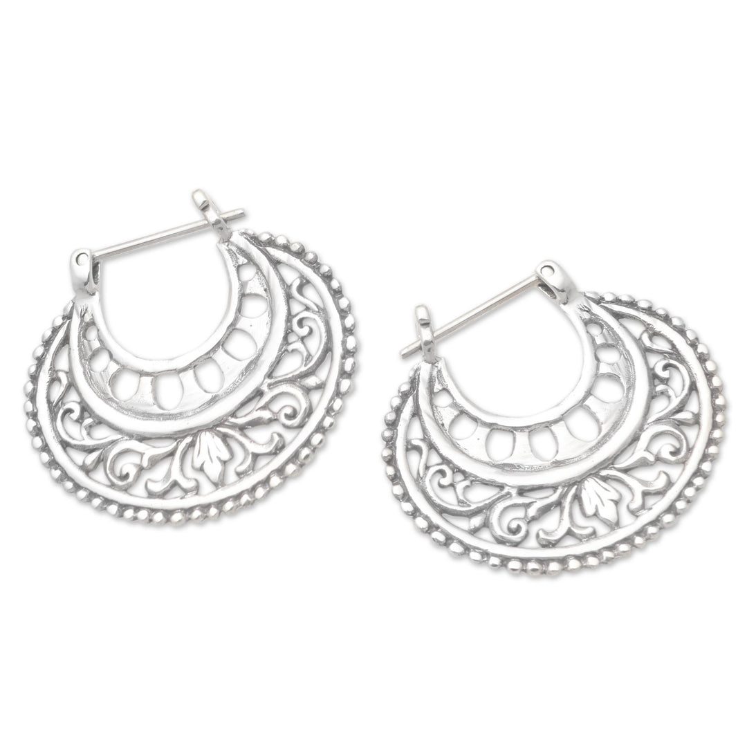 Balinese Sterling Silver Hoop Earrings - Subtle Curves