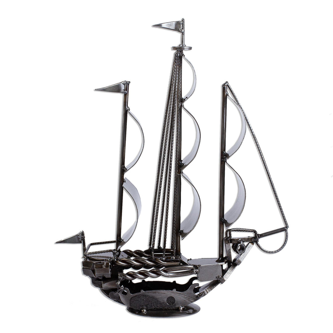 Rustic Sailing Ship Metal Sculpture - Rustic Ship