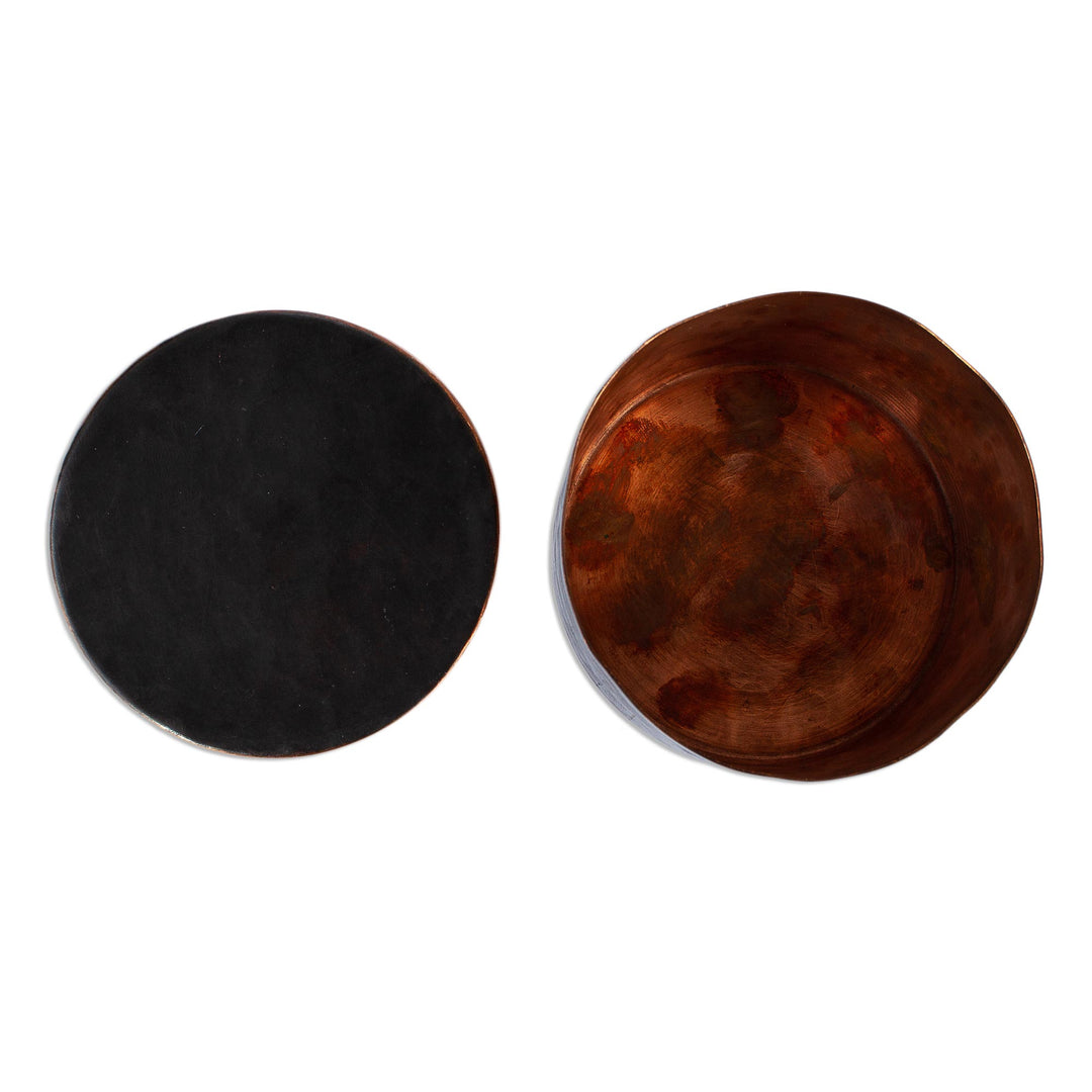 Handcrafted Black Hammered Copper Petite Keepsake Box - Midnight Mysteries
