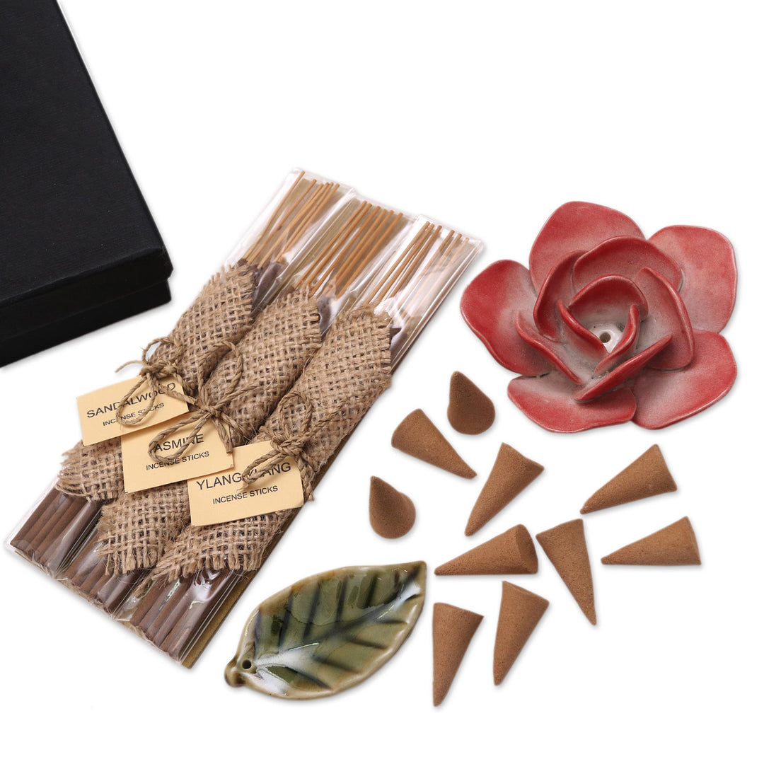 Boxed Aromatherapy Incense Gift Set - Red Rose