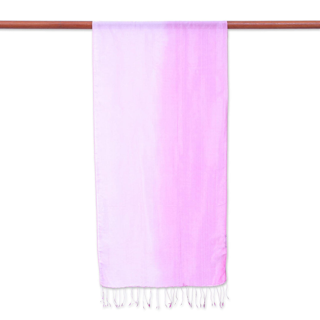 Ombre Orchid Rayon and Silk Fringed Scarf - Orchid Shimmer