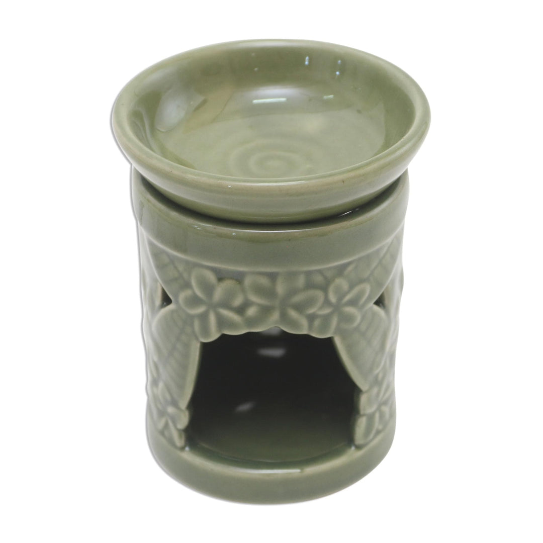 Floral Themed Handmade Ceramic Oil Warmer - Jepun Tree