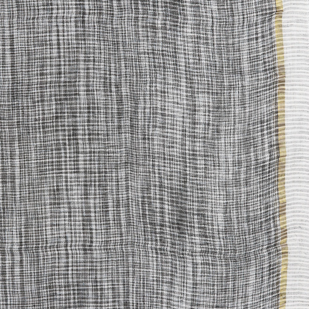 100% Linen Shawl in Black and White with Golden Accent - Timeless Charm in Black