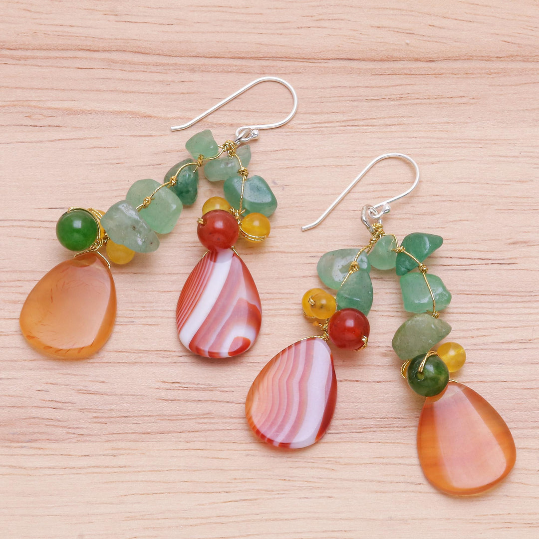 Multi-gemstone Dangle Earrings on Sterling Silver Hooks - Candy Mood