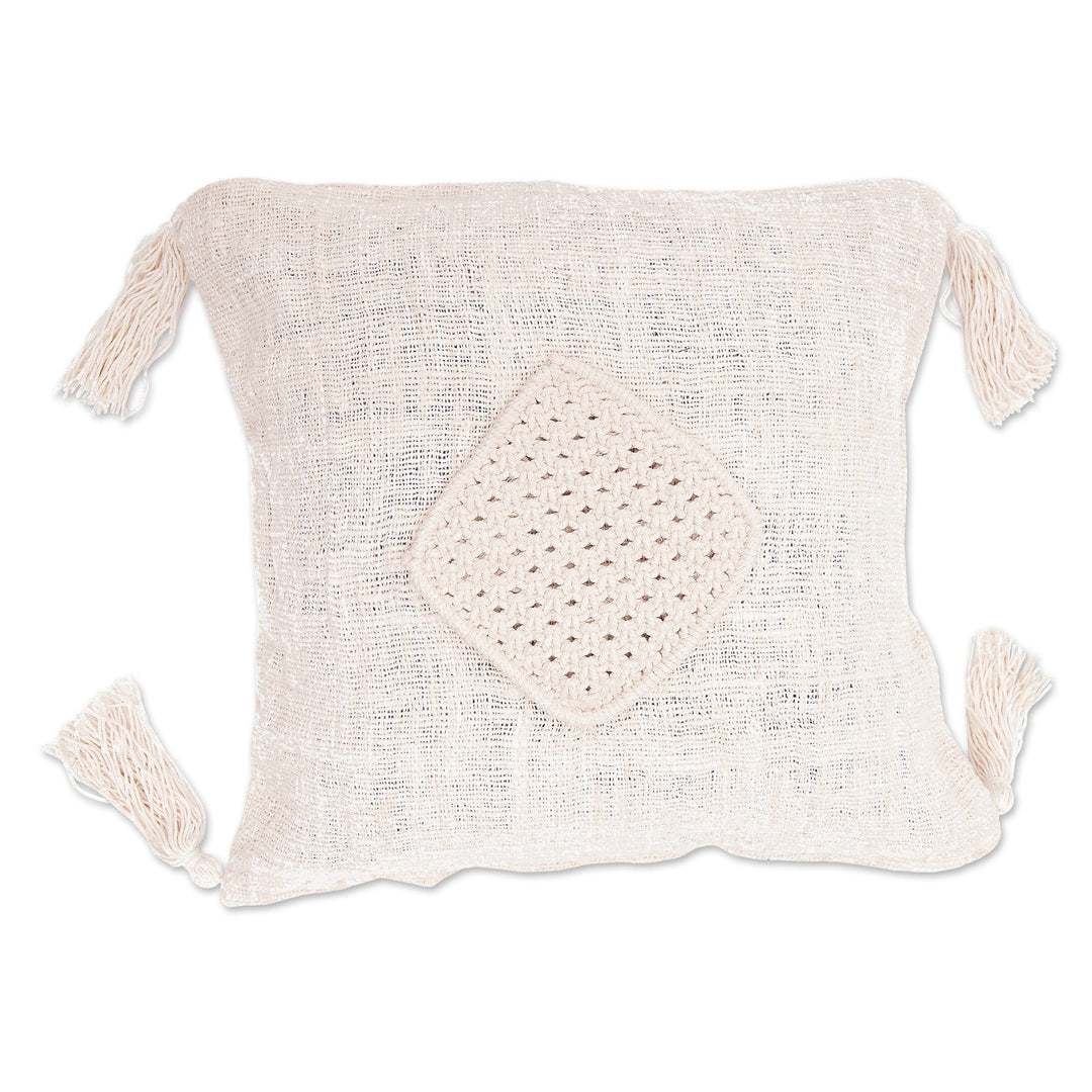 Cotton Macrame Zippered Cushion Cover - Gathered Attention