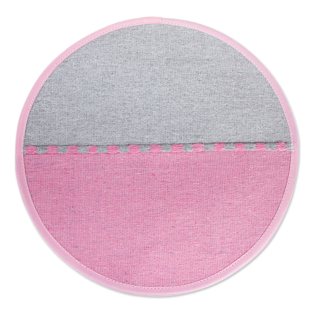 Hand Woven Pink and Grey Cotton Tortilla Holder - Oaxacan Rose