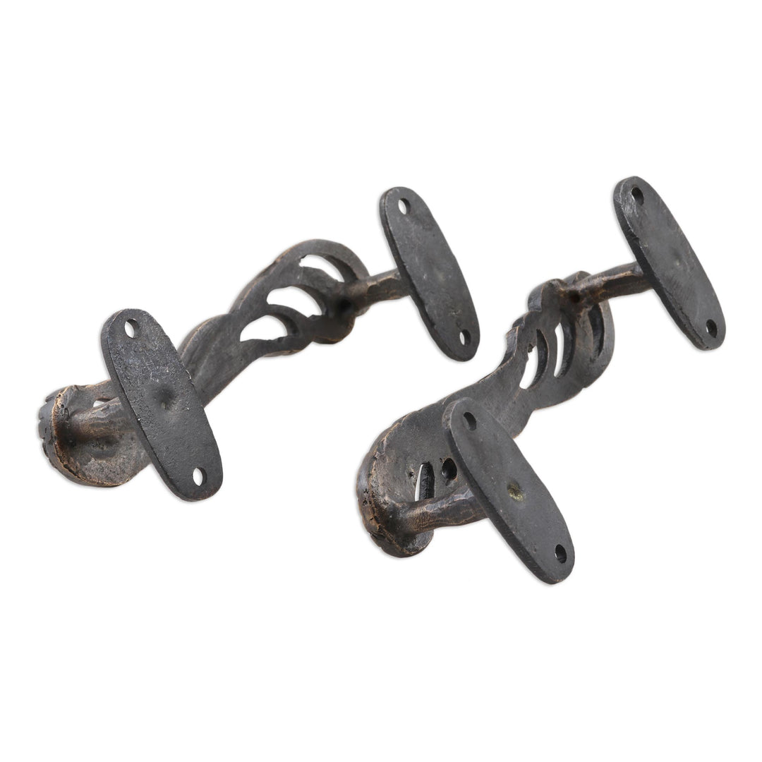 Brass Peacock Door Handle Pair - Royal Peacocks