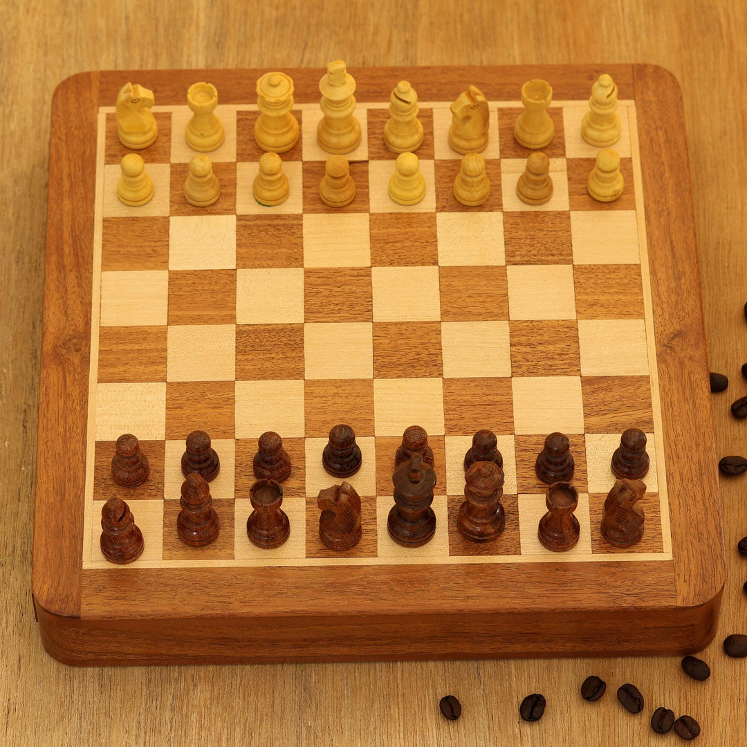 Hand Crafted Acacia and Haldu Wood Chess Set - Idle Hours