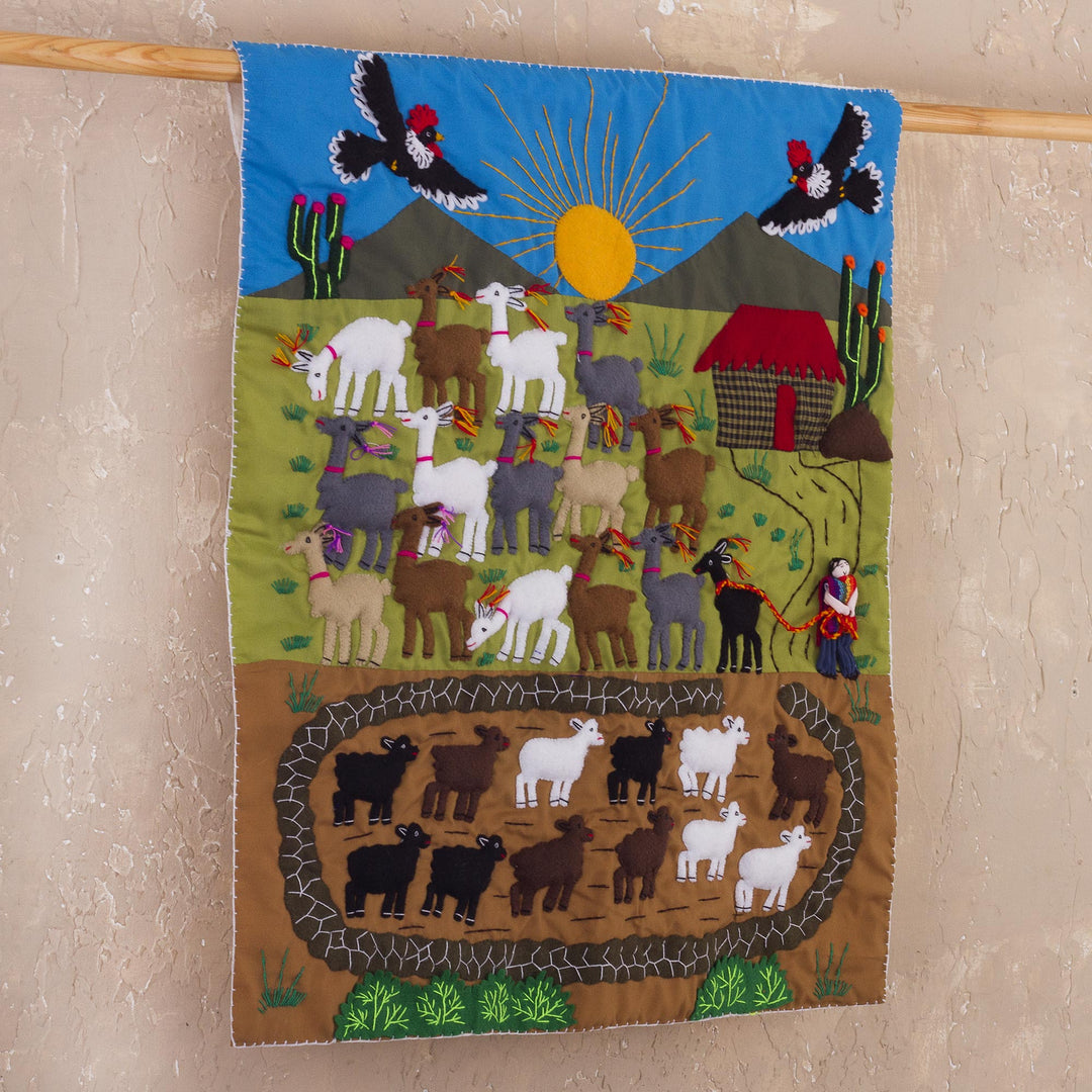Artisan Crafted Peruvian Applique Wall Hanging - Andean Enchantment