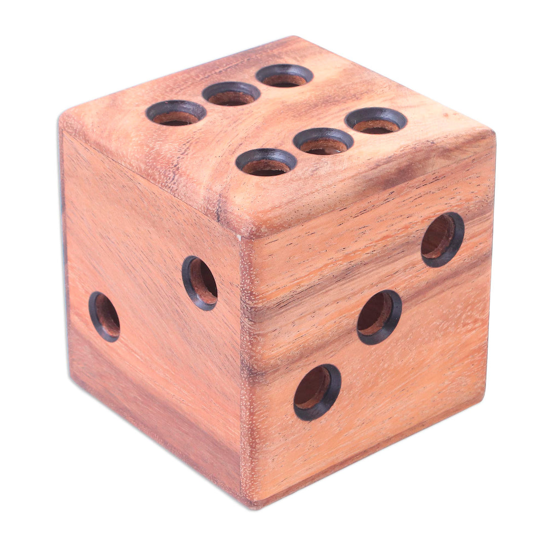 Hand Carved Raintree Wood Pen Holder from Thailand - Creative Die