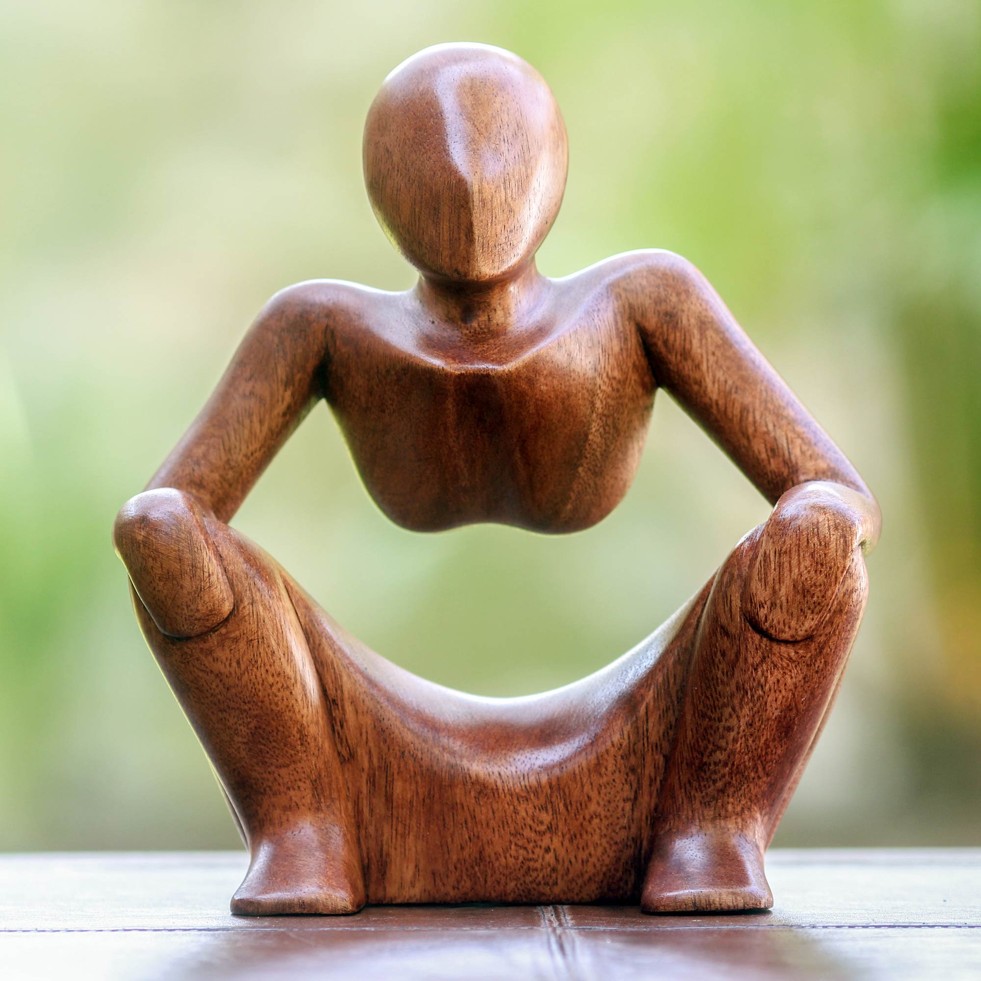 Thought and Meditation Wood Sculpture - Abstract Sitting – GlobeIn