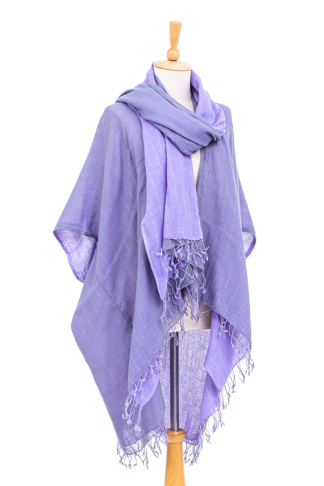 Cotton Kimono and Scarf Set from Thailand - Mild Violet