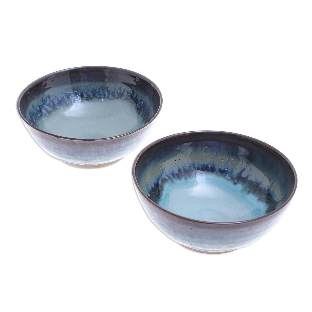 Hand Crafted Blue Ceramic Cereal Bowls (Pair) - Blue Crush