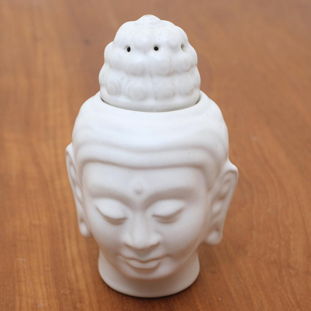 Artisan Crafted Buddha-Themed Ceramic Oil Warmer - Buddha Burner