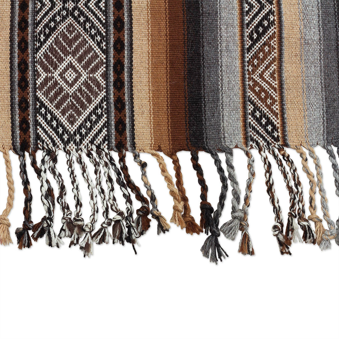 Earth Tone Alpaca-Blend Table Runner - Mountain Range