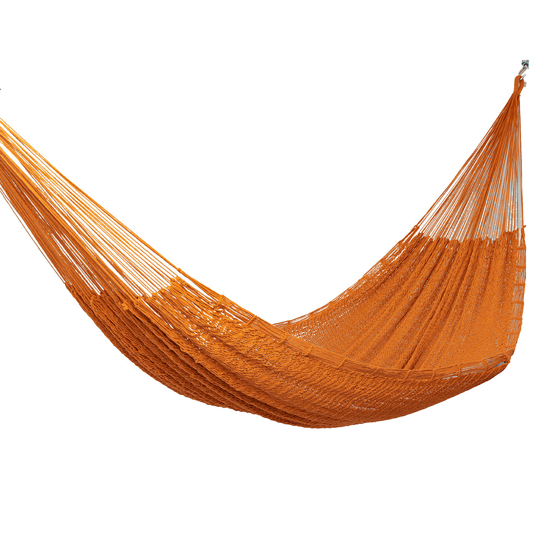 Flame Orange Cotton Rope Hammock (Triple) from Mexico - Sunset Siesta