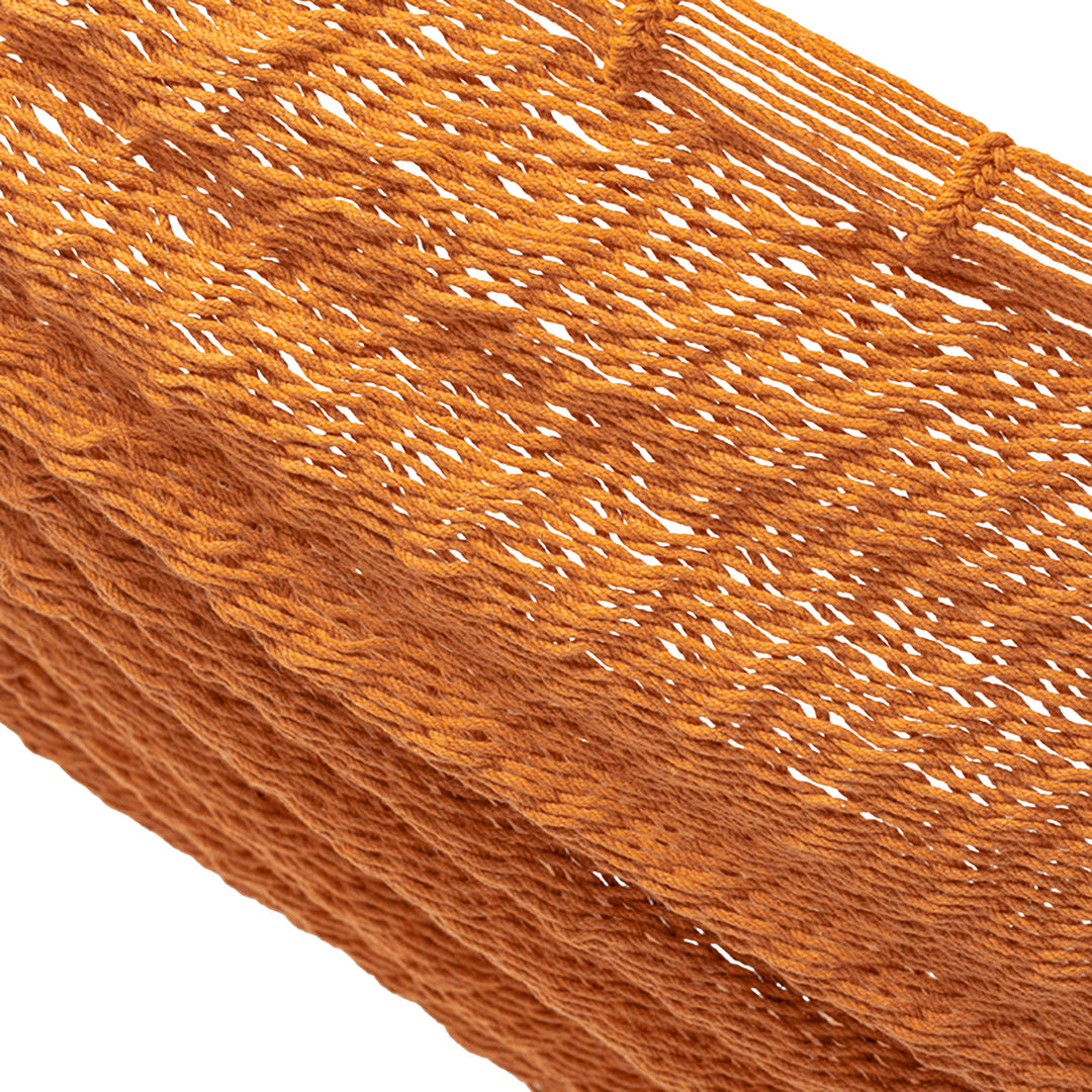 Flame Orange Cotton Rope Hammock (Triple) from Mexico - Sunset Siesta