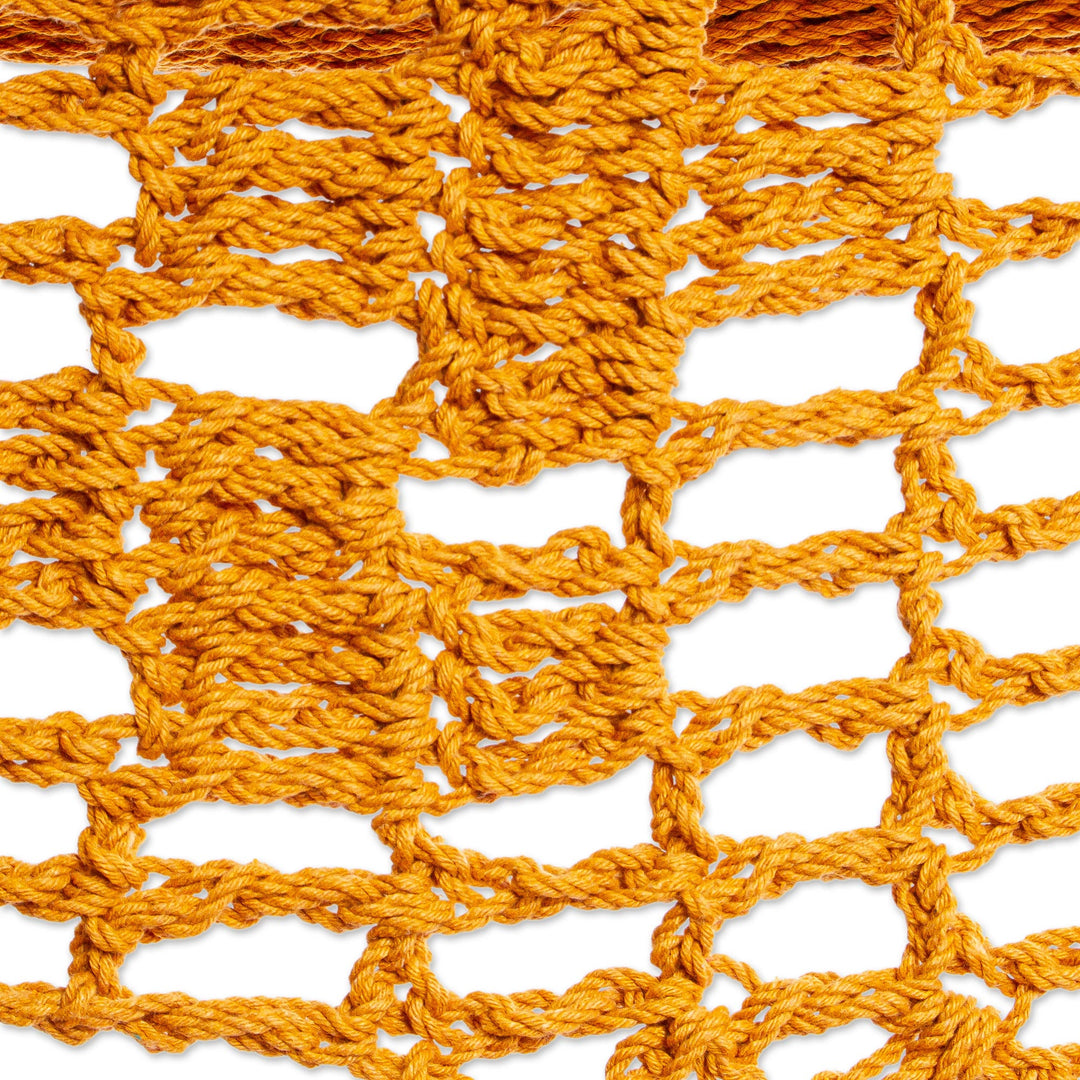 Amber Brown Tasseled Cotton Hammock (Double) from Mexico - Veranda in Honey