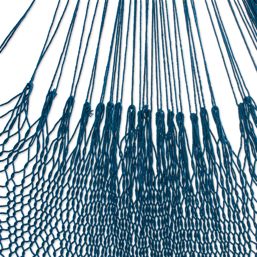 Fringed Teal Hammock from Mexico (Triple) - Caribbean Blue Cascade