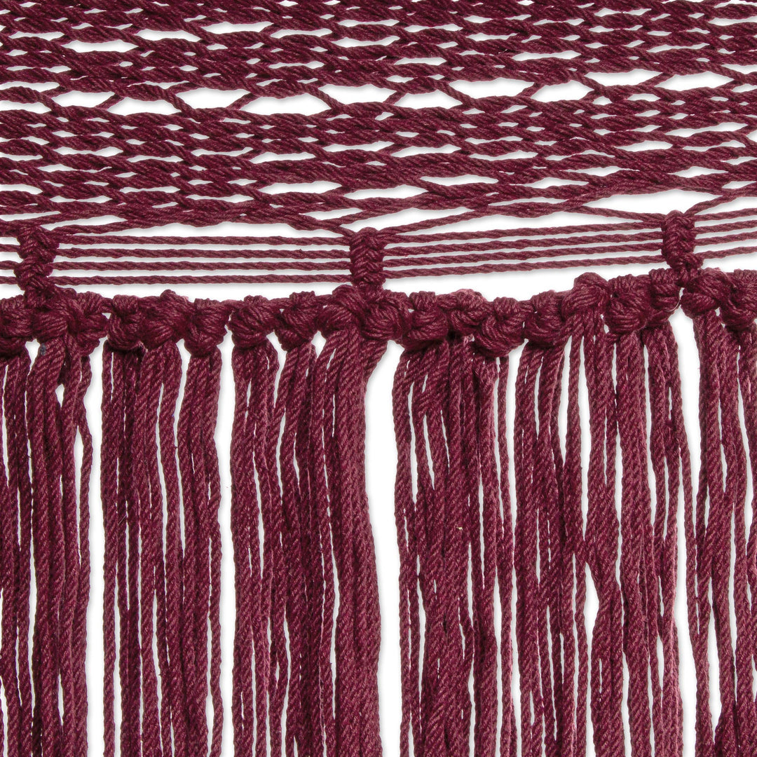 Cotton Rope Hammock in Wine (Triple) from Mexico - Wine Cascade