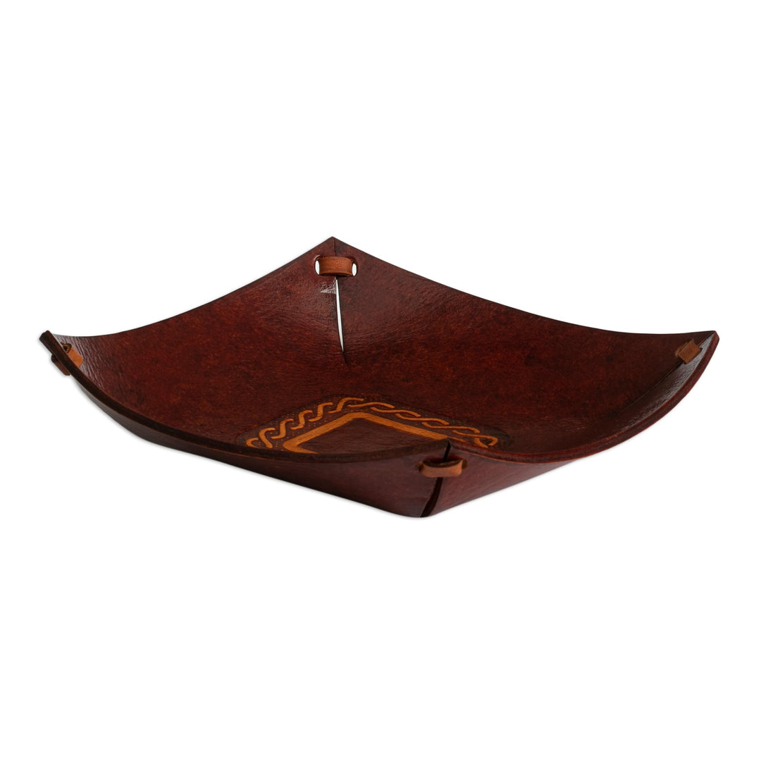 Hand Tooled Leather Celtic Catchall from Peru - Celtic Magic
