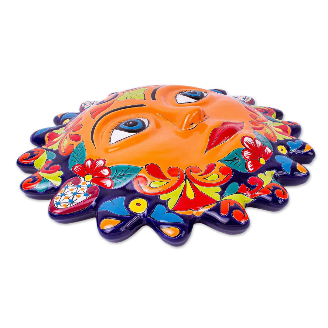 Orange Talavera Style Sun Wall Plaque from Mexico - Señor Sol