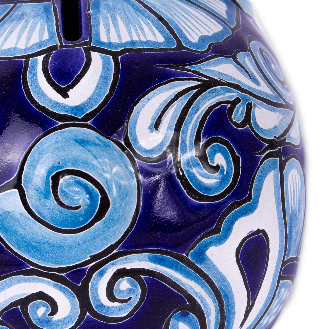 Hand Painted Ceramic Pig Decor Accent - Cobalt Piggy