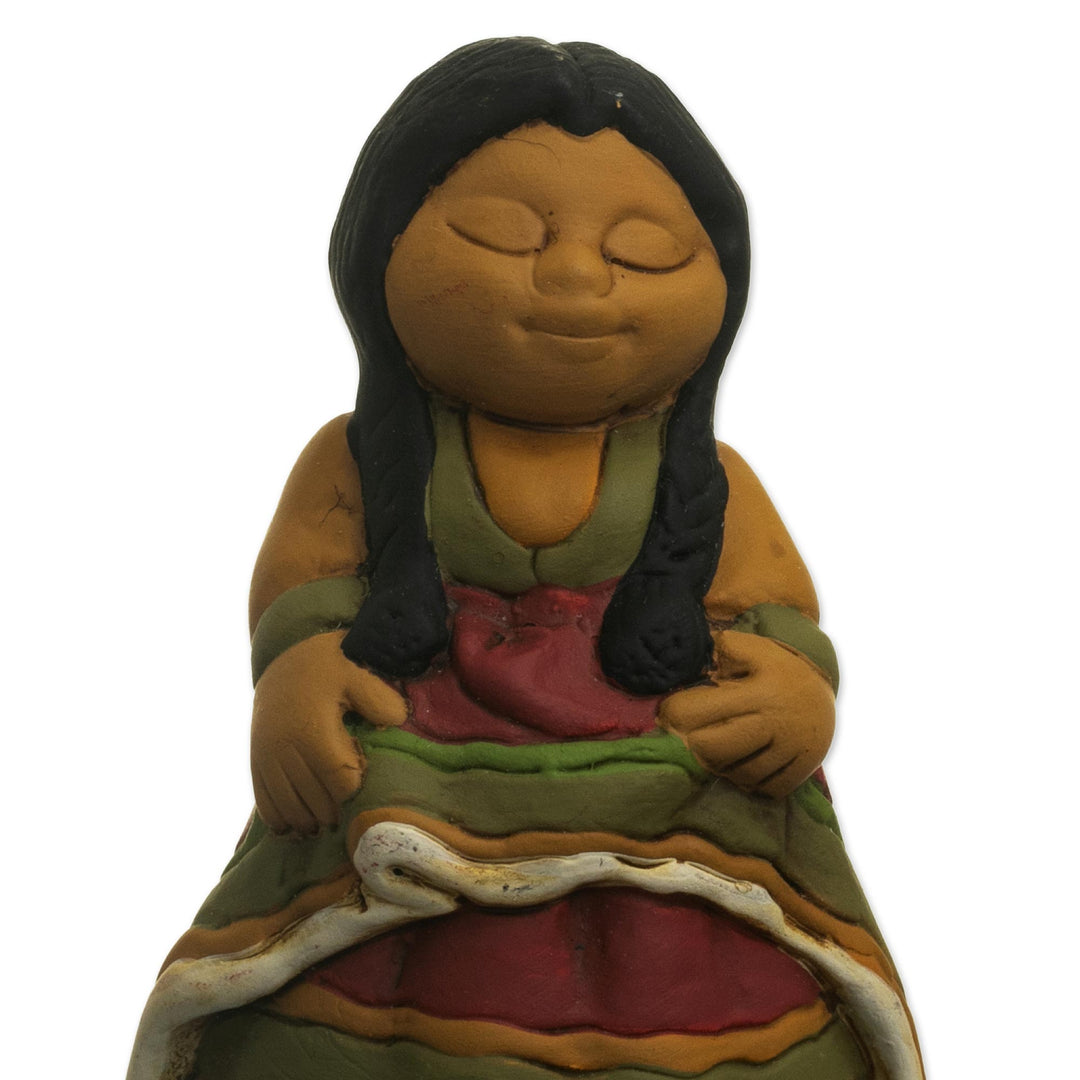 Andean Ceramic Nativity Set with Alpacas from Peru - Suri Nativity