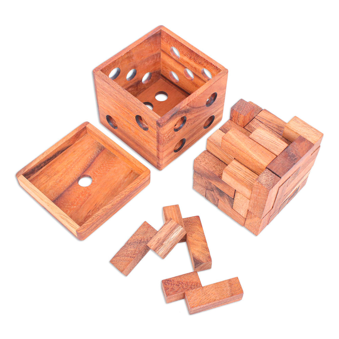 Hand Made Raintree Wood Puzzle Game - Cubed