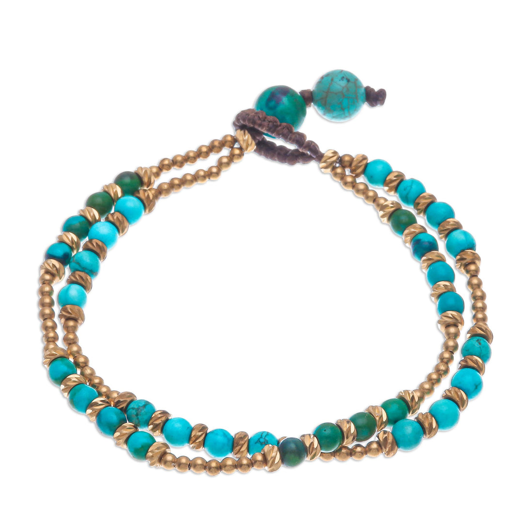 Handmade Calcite and Serpentine Beaded Bracelet - Carnival in Green