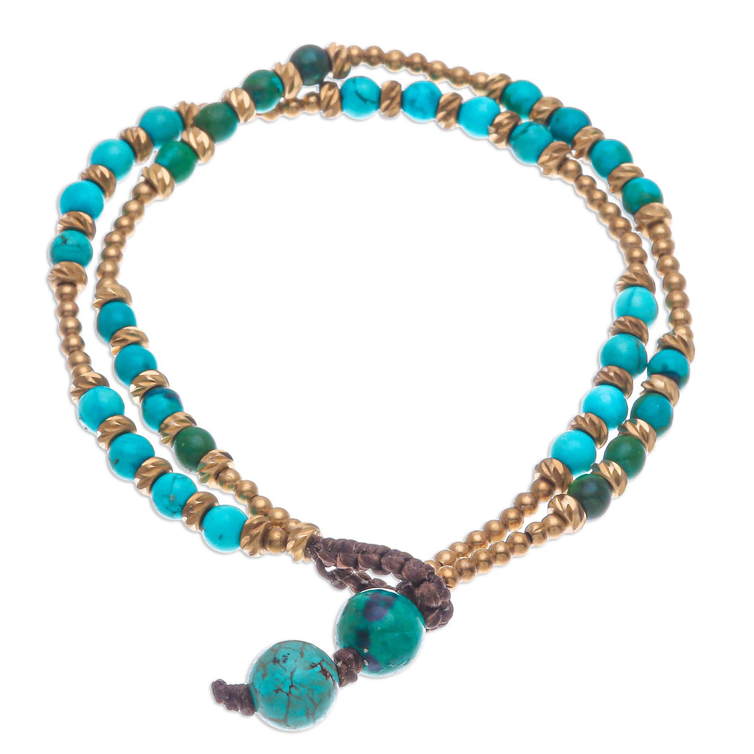 Handmade Calcite and Serpentine Beaded Bracelet - Carnival in Green