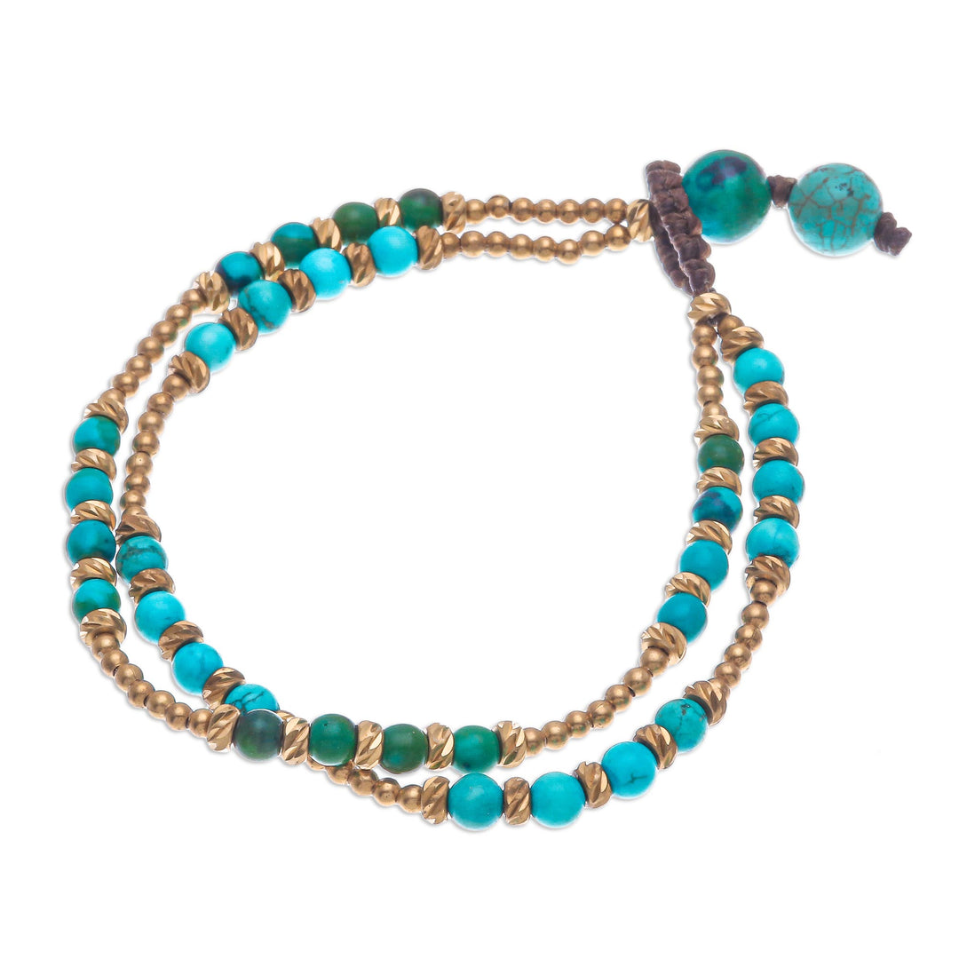 Handmade Calcite and Serpentine Beaded Bracelet - Carnival in Green