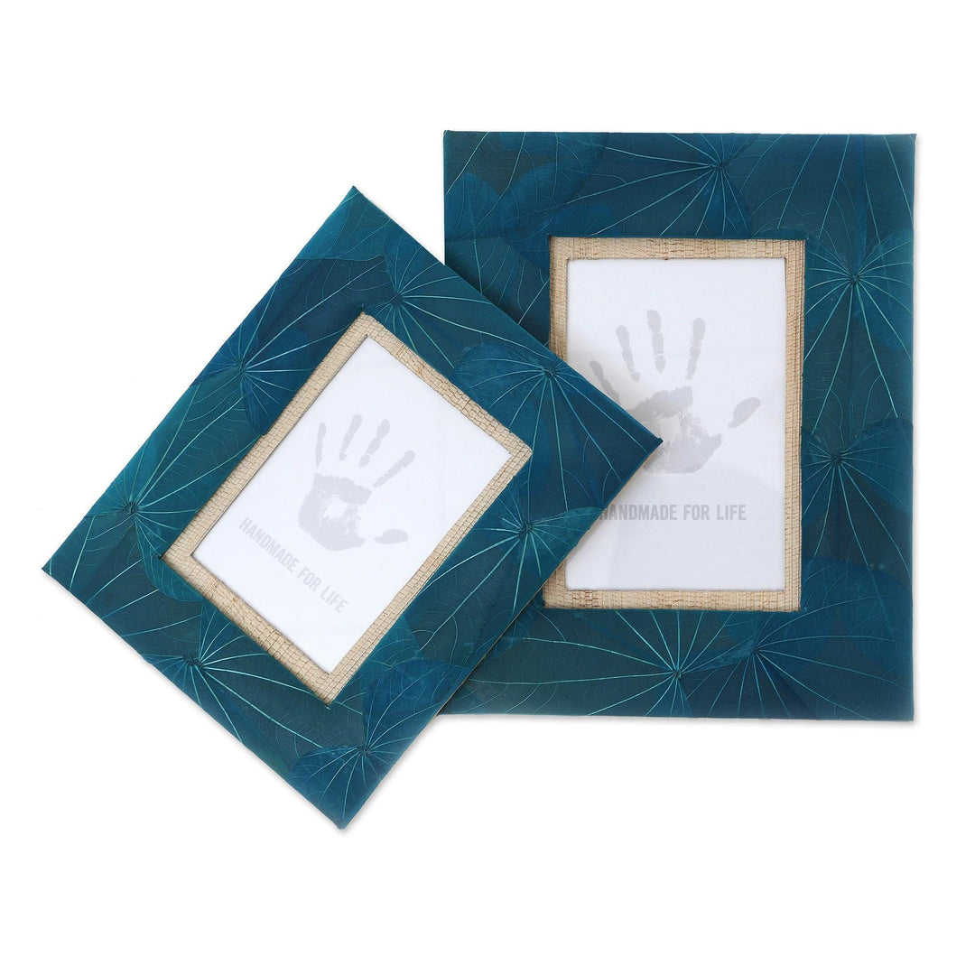 Hand Crafted Natural Fiber Photo Frames (4x6 and 3x5) - Autumn Spirit in Blue
