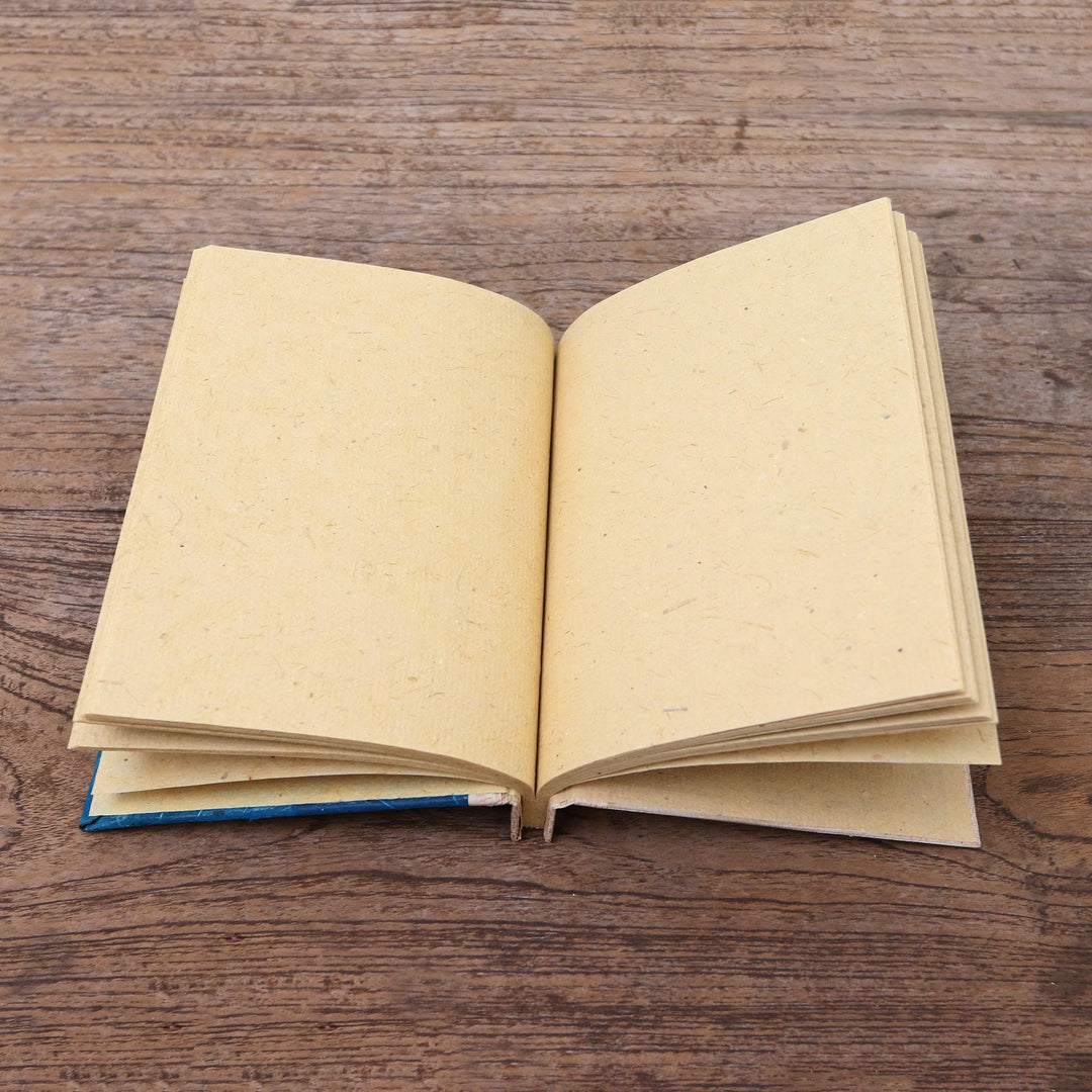 Blue Natural Fiber Turtle-Motif Journal - Tortoise Thoughts in Blue